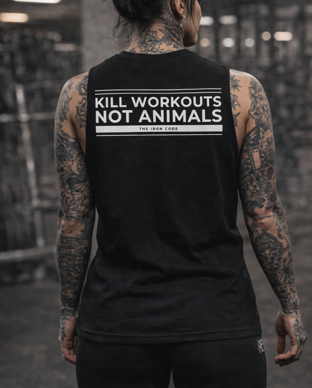 KILL WORKOUTS NOT ANIMALS - Sleeveless Oversized Tee